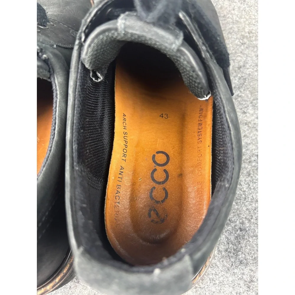 ECCO Gore-Tex Oxford Shoes Mens 43 Black Leather Waterproof Lace Up Comfort S1